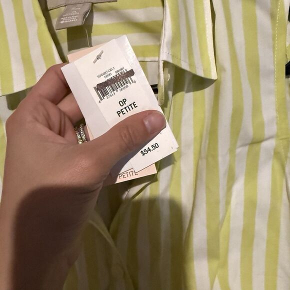 Banana Republic Non Iron Shirt 0 Petite Women Striped Sleeveless Preppy Office - Picture 2 of 7